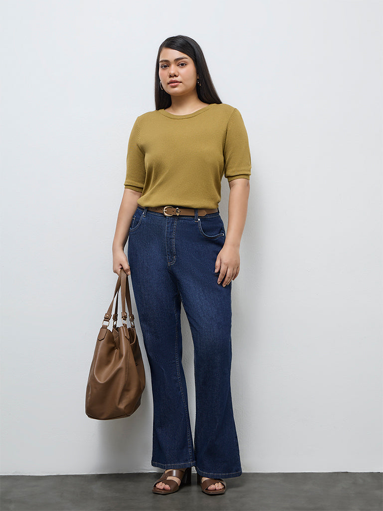 Gia Dark Blue Relaxed-Fit High-Rise Jeans
