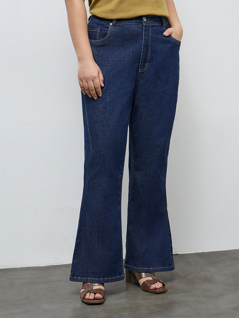 Gia Dark Blue Relaxed-Fit High-Rise Jeans