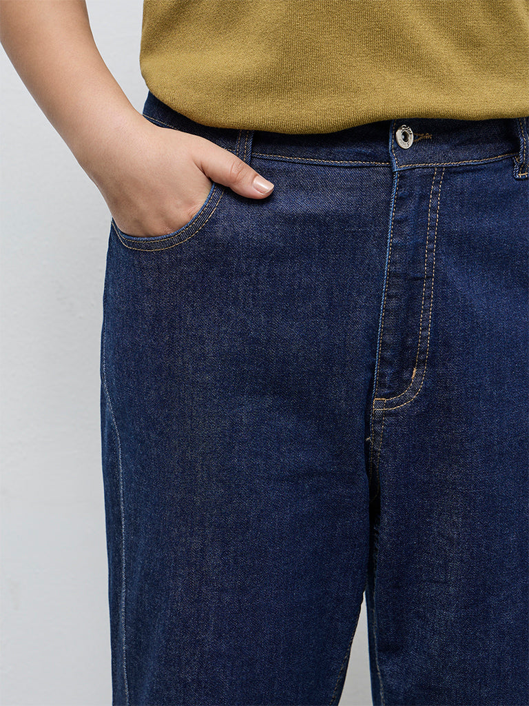 Gia Dark Blue Relaxed-Fit High-Rise Jeans