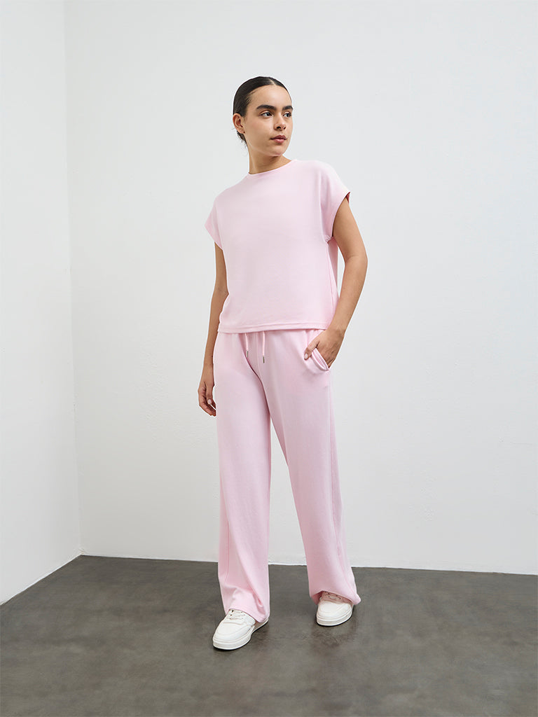 Nuoflexx Pink Solid High-Rise Pants