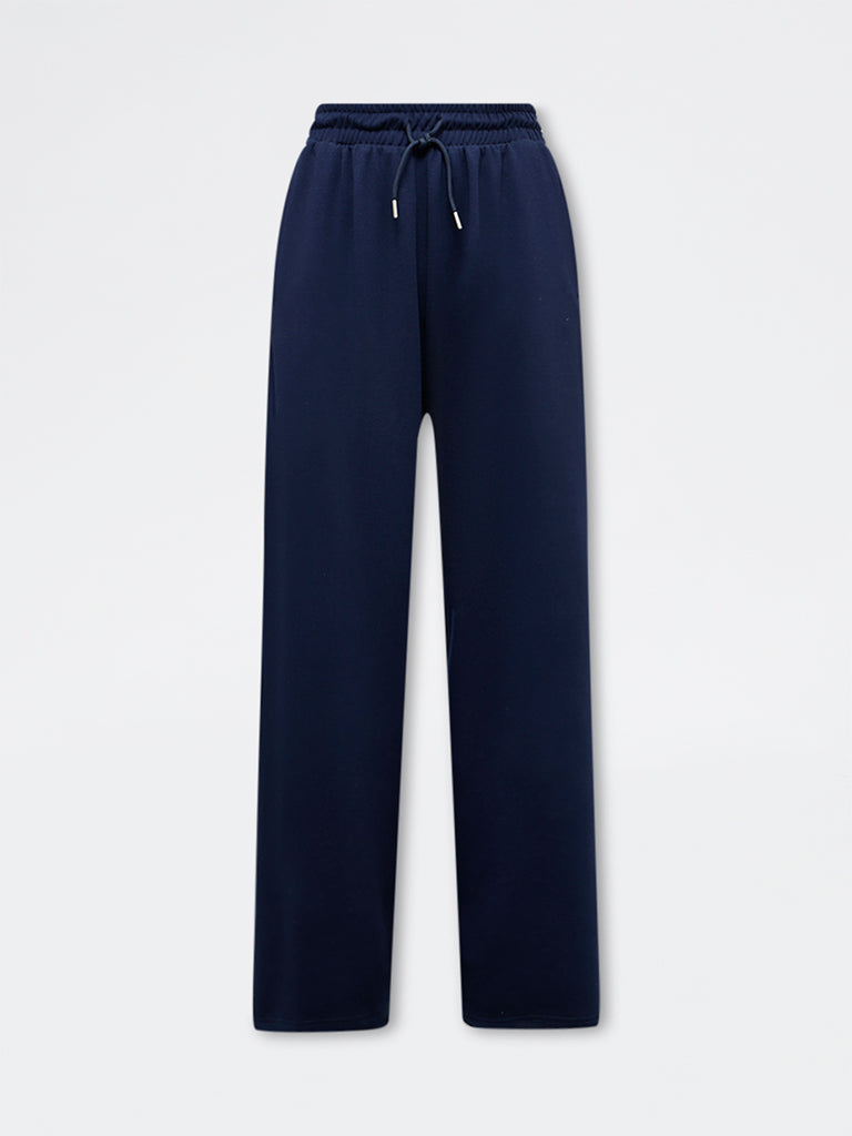 Nuoflexx Navy Solid High-Rise Pants