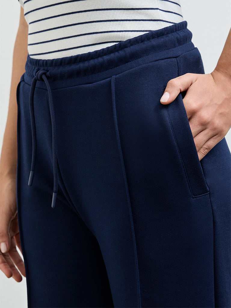 Nuoflexx Navy Solid High-Rise Pants
