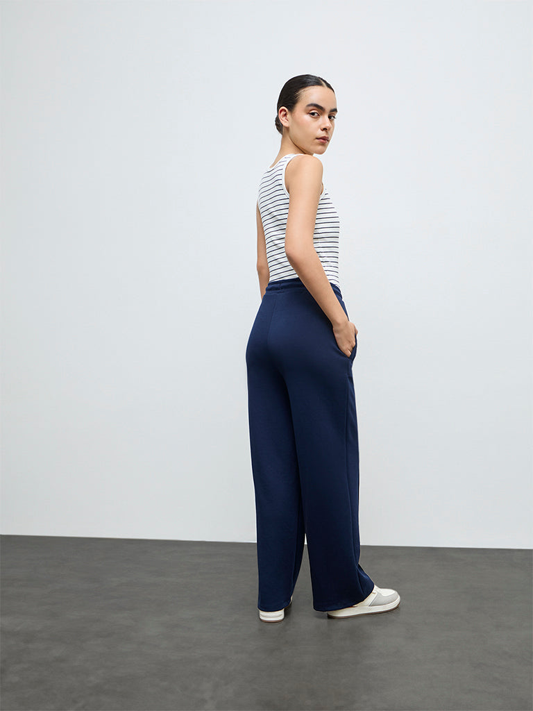 Nuoflexx Navy Solid High-Rise Pants