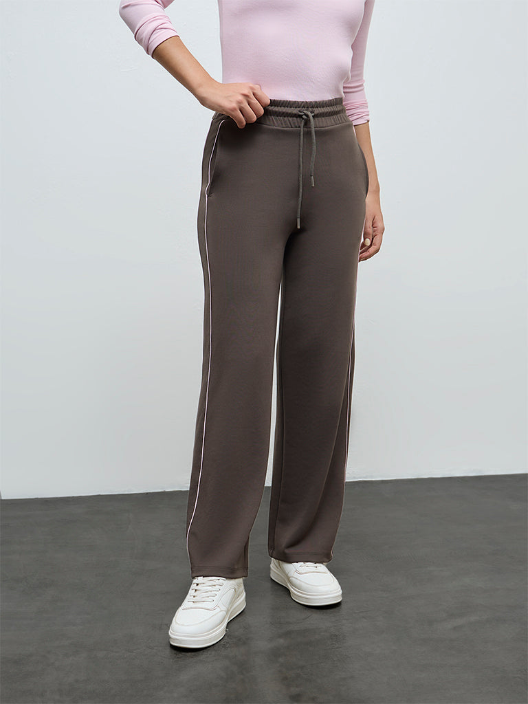 Nuoflexx Olive Pipeline-Detail High-Rise Track Pants