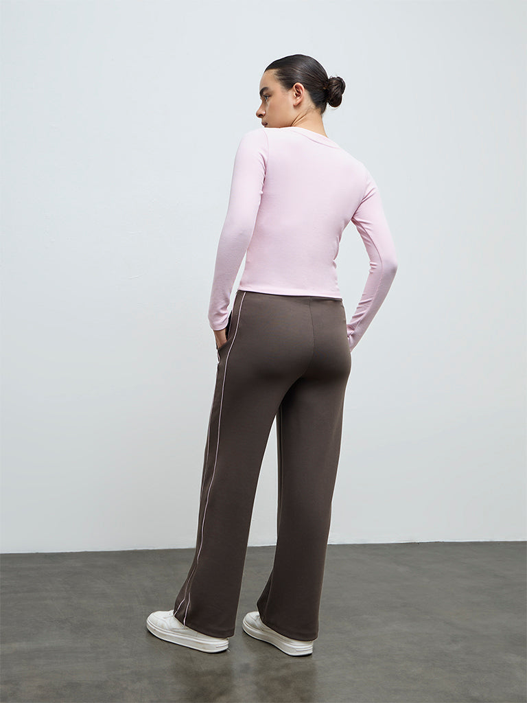 Nuoflexx Olive Pipeline-Detail High-Rise Track Pants