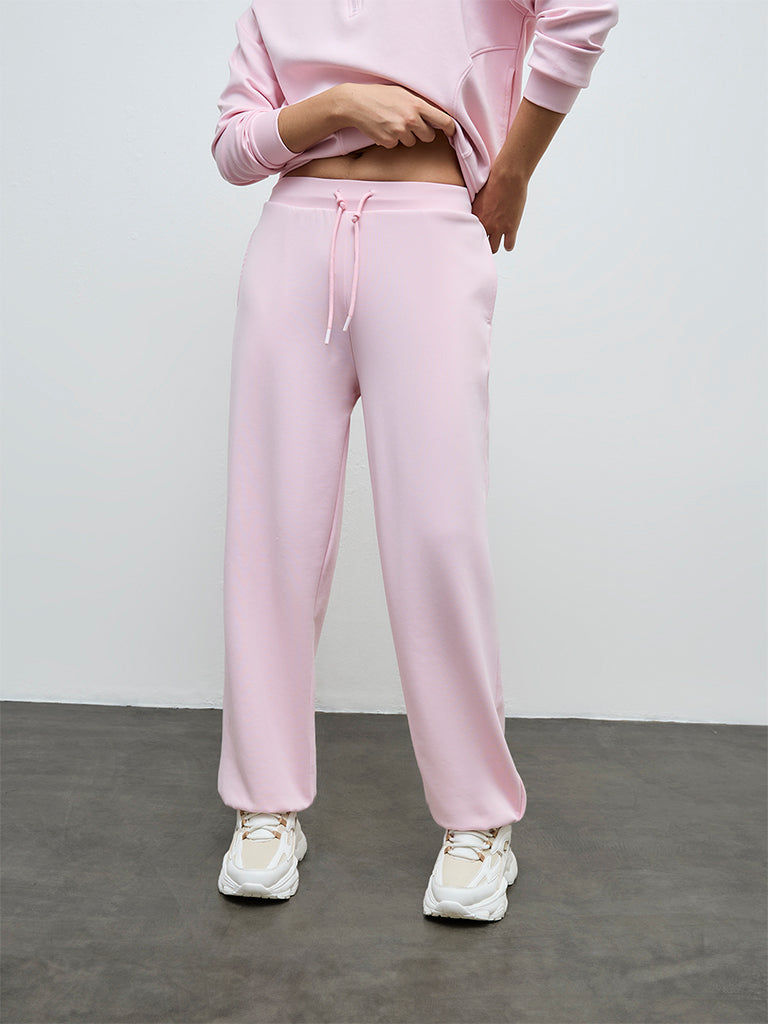 Nuoflexx Pink Solid High-Rise Track Pants