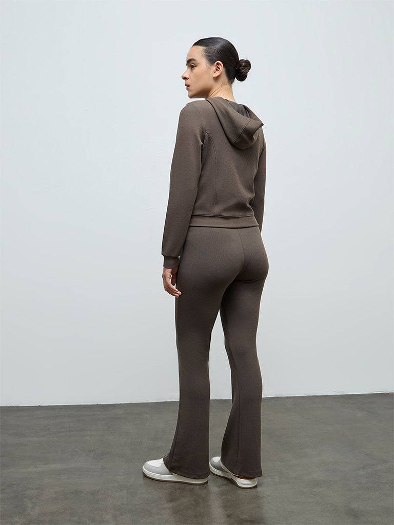 Nuoflexx Olive Ribbed Criss-Cross High-Rise Pants
