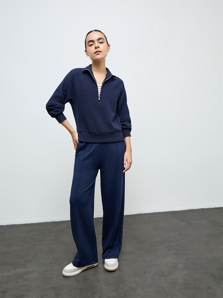 Nuoflexx Navy Ribbed Quarter-Zip Sweatshirt