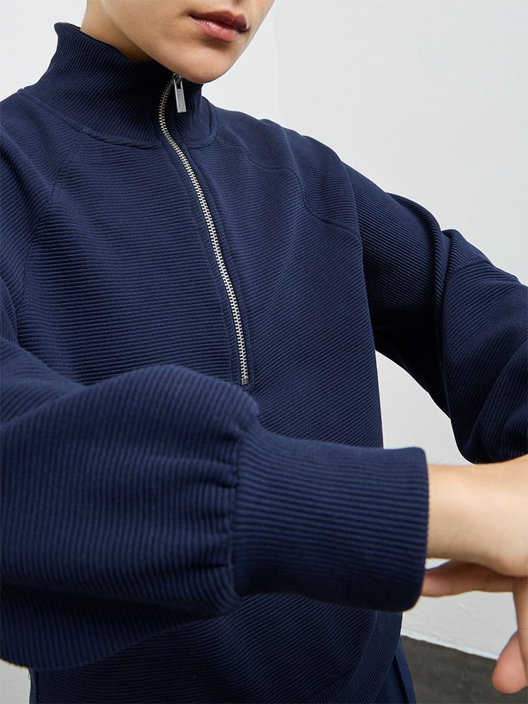 Nuoflexx Navy Ribbed Quarter-Zip Sweatshirt