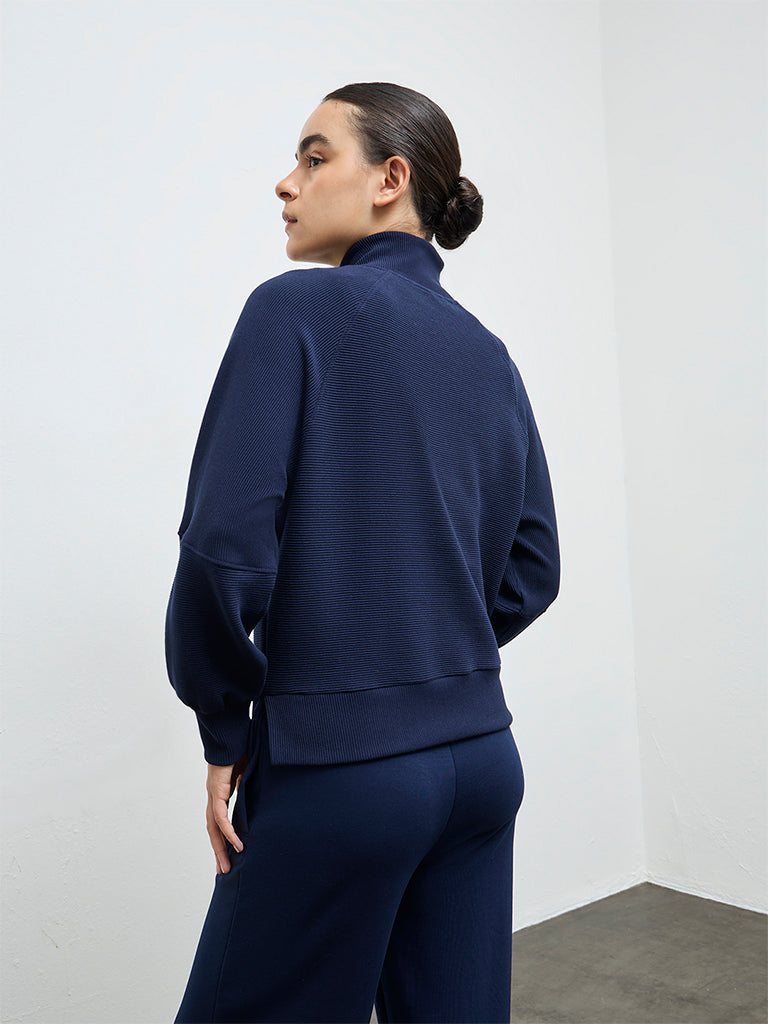 Nuoflexx Navy Ribbed Quarter-Zip Sweatshirt