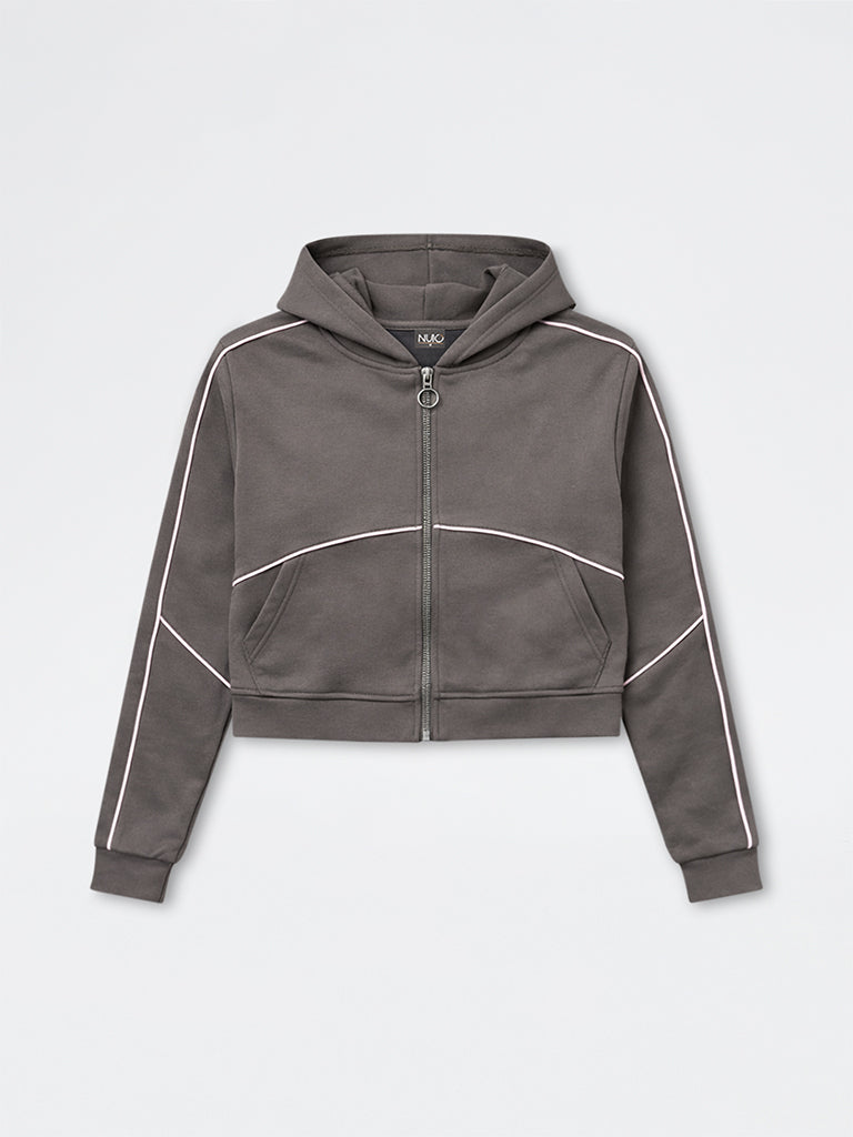 Nuoflexx Olive Pipeline-Detailed Hooded Jacket