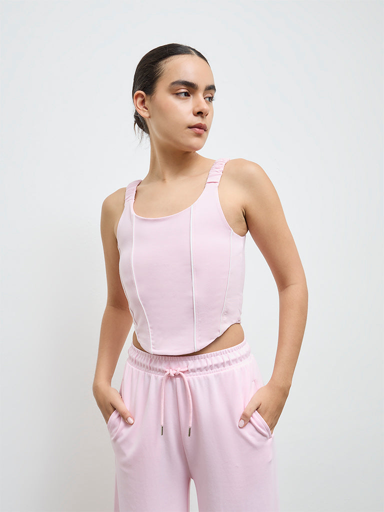 Nuoflexx Pink Cotton-Blend Bustier Top
