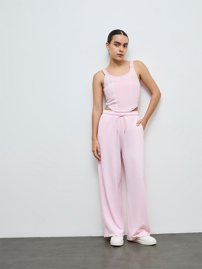 Nuoflexx Pink Cotton-Blend Bustier Top
