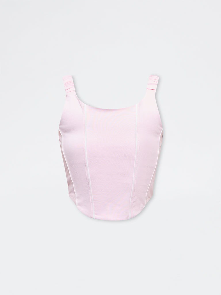 Nuoflexx Pink Cotton-Blend Bustier Top