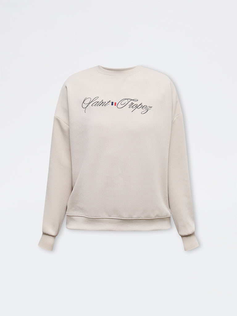 Nuoflexx Beige Text Detail Sweatshirt