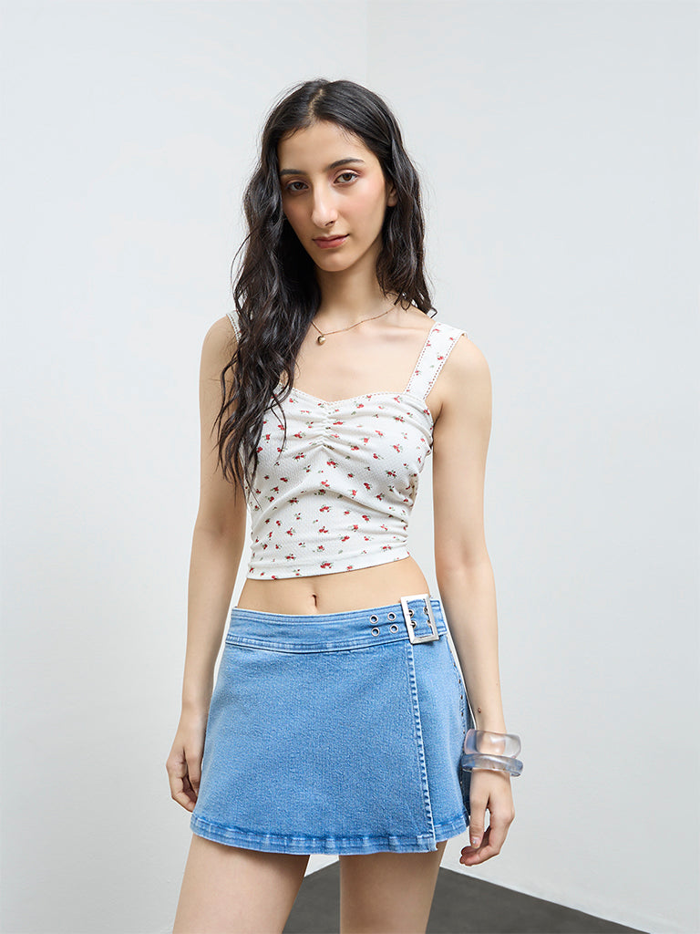 Nuon White Floral Printed Top