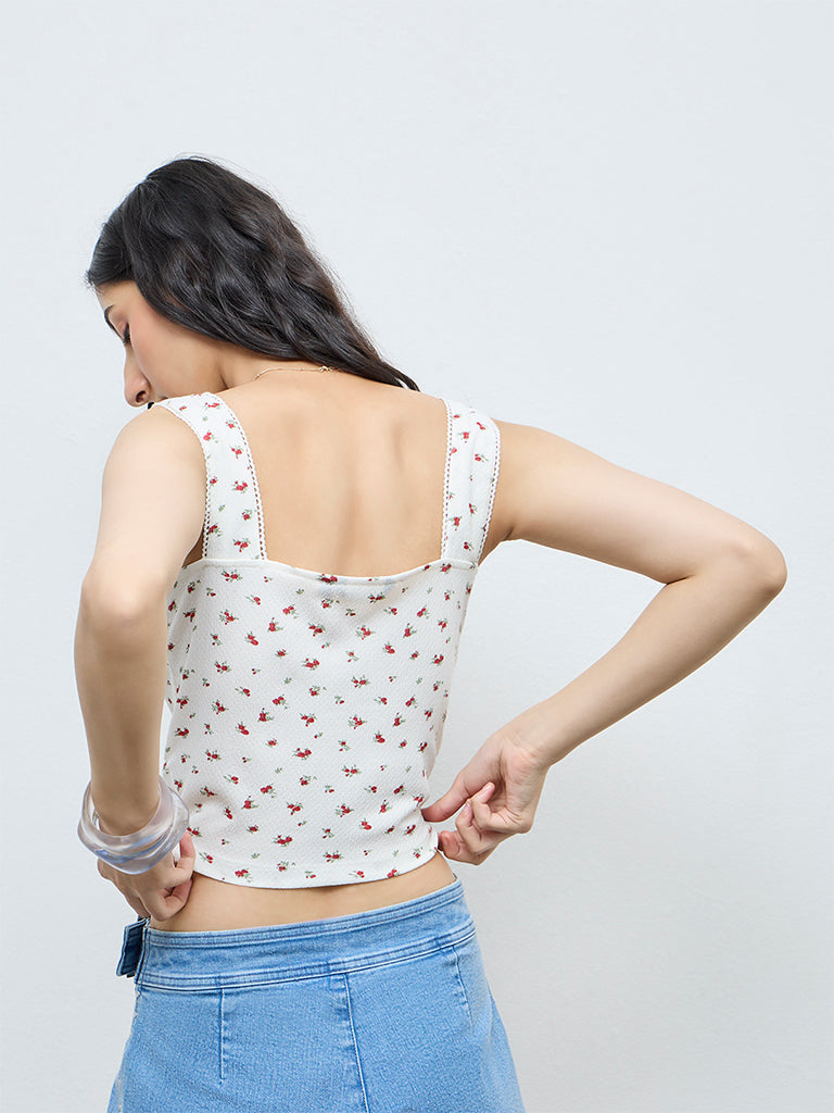 Nuon White Floral Printed Top