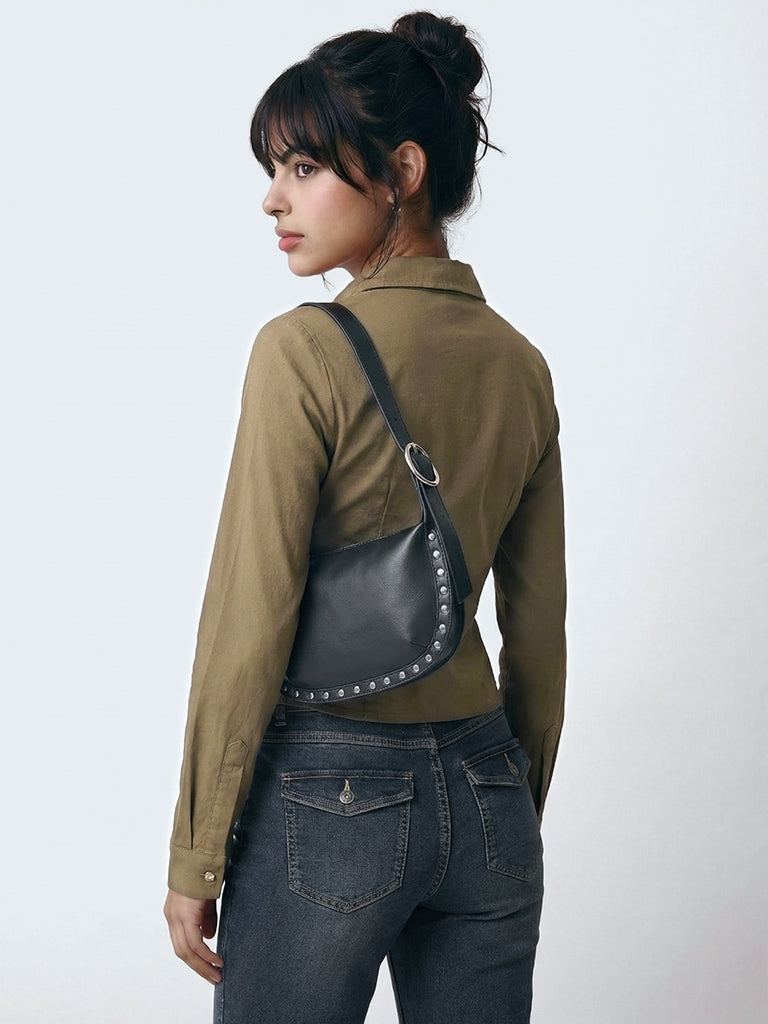 Nuon Olive Zip-Front Shirt