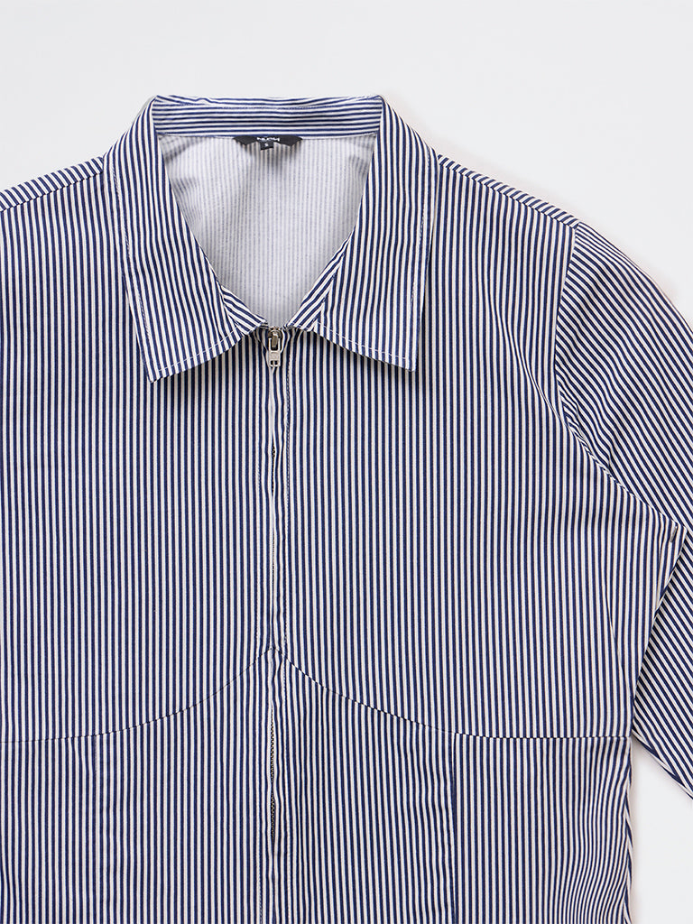 Nuon Navy Zip-Front Shirt