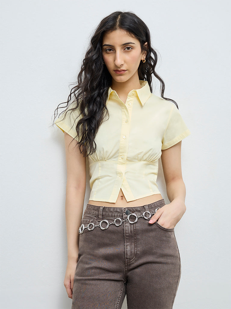 Nuon Light Yellow Cotton-Blend Shirt