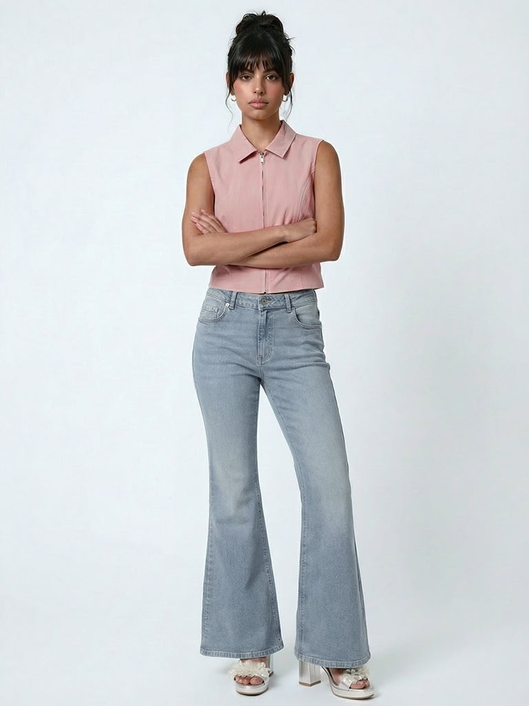 Nuon Dusty Pink Cotton Crop Top