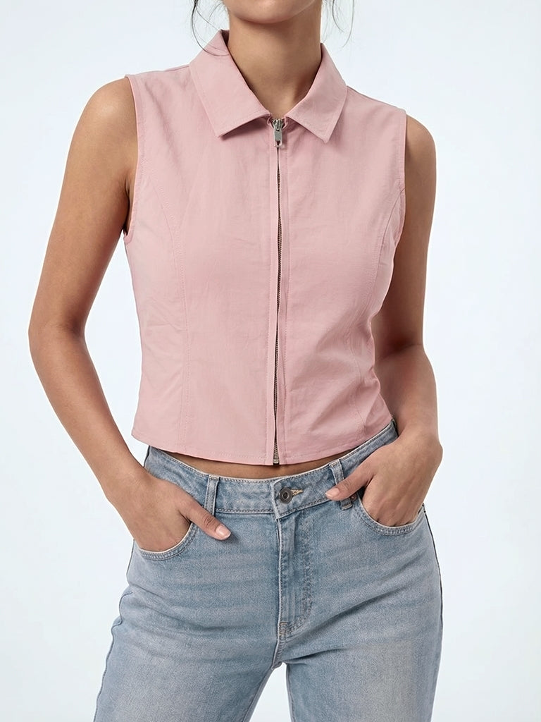 Nuon Dusty Pink Cotton Crop Top