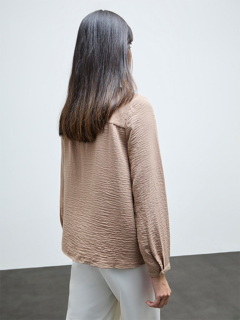 Wardrobe Taupe Solid Blouse