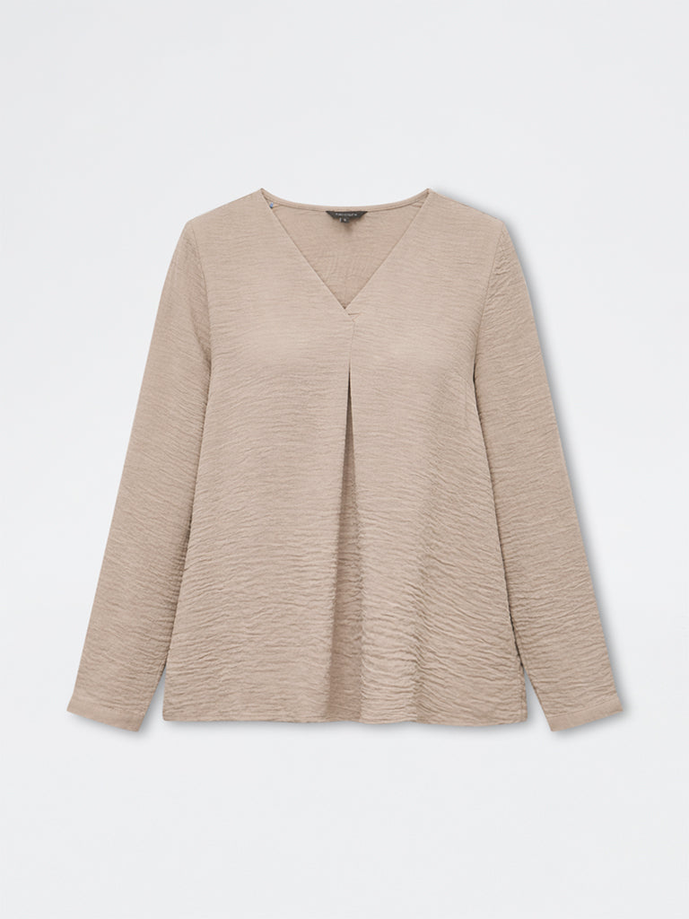 Wardrobe Taupe Solid Blouse