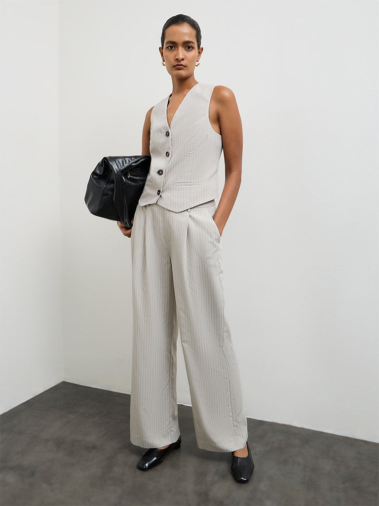 Wardrobe Grey Striped Waistcoat