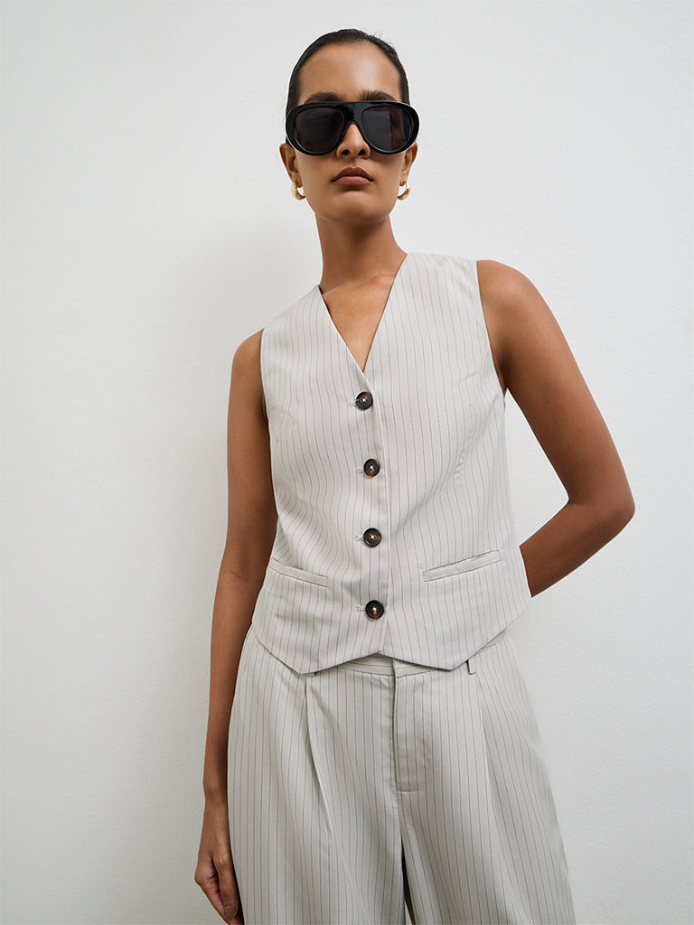Wardrobe Grey Striped Waistcoat