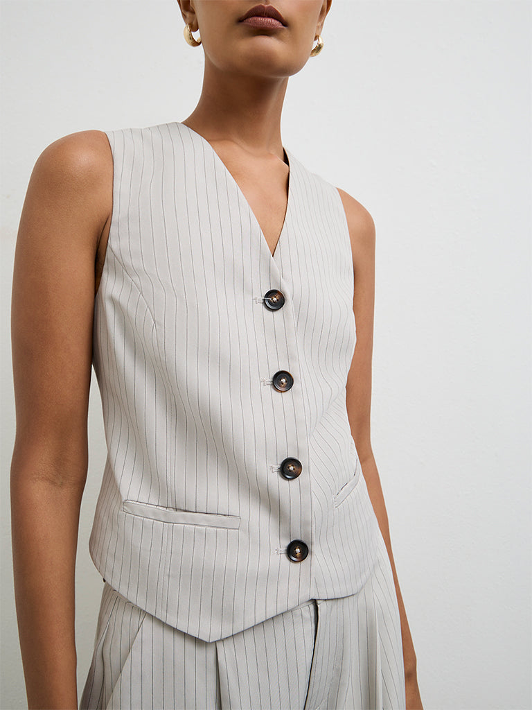 Wardrobe Grey Striped Waistcoat