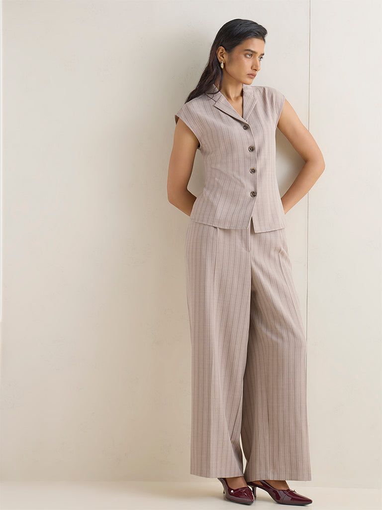 Wardrobe Taupe Striped Jacket