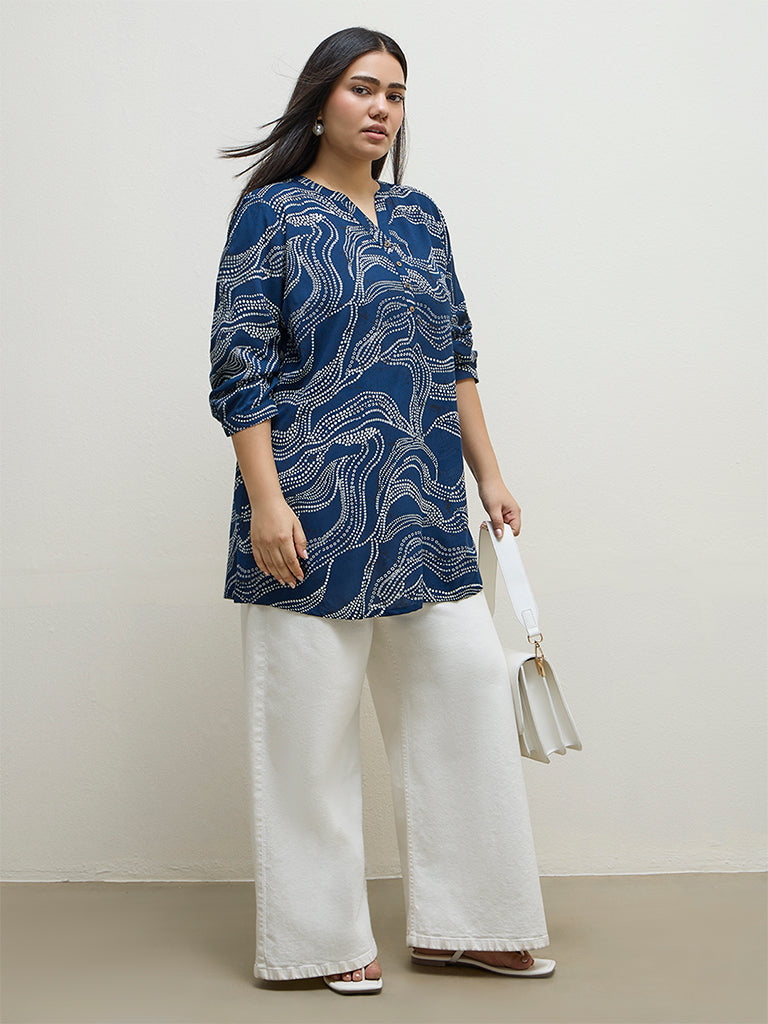 Diza Indigo Bandhani Printed Tunic