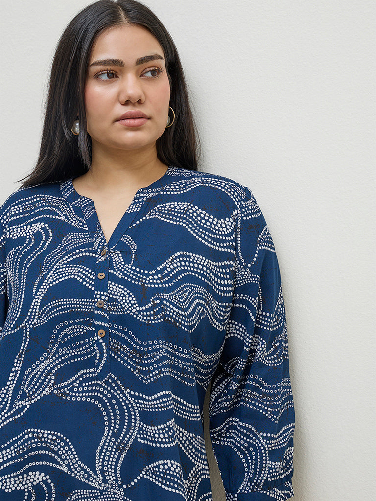 Diza Indigo Bandhani Printed Tunic