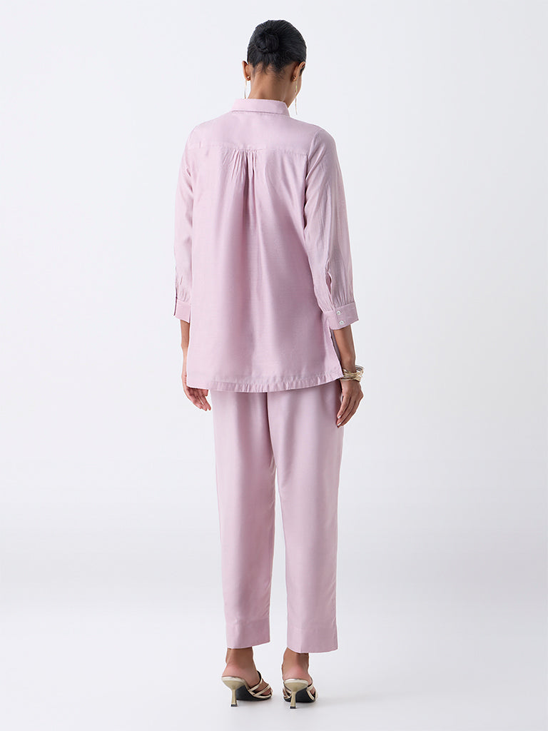Vark Mauve Floral Embroidered Co-ord Set