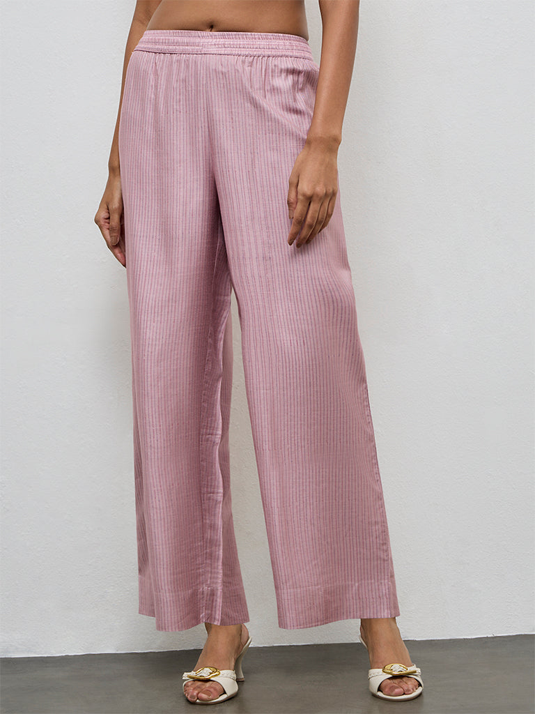 Zuba Lilac Stripe Printed Pants