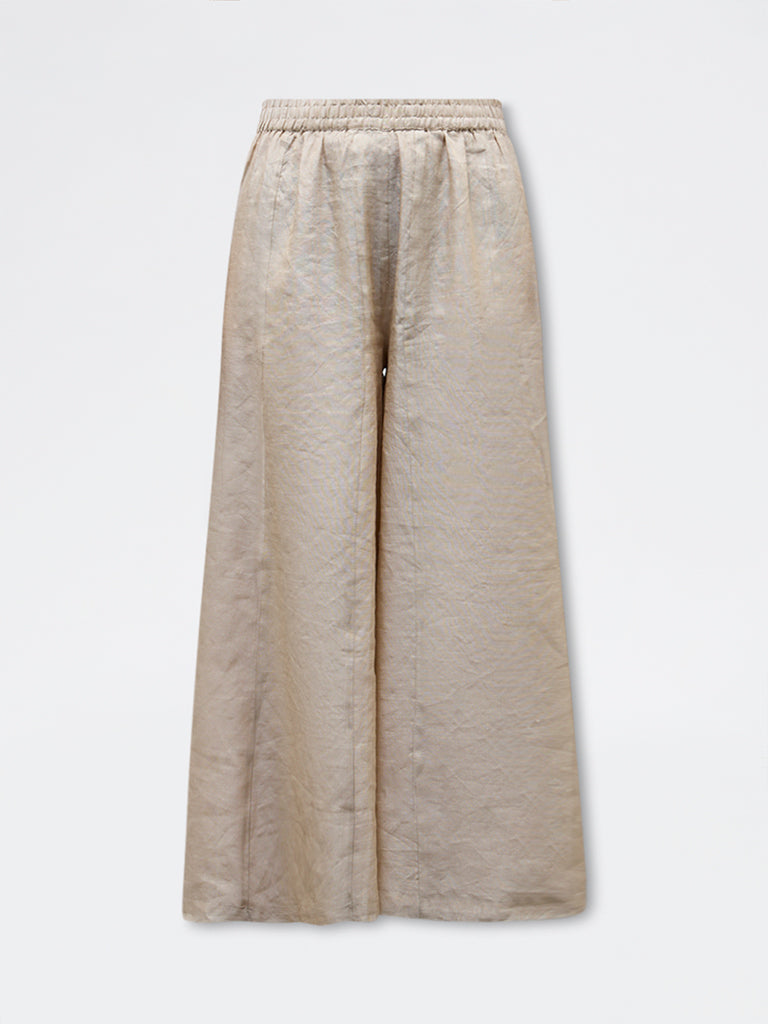 Zuba Beige Metallic Palazzos