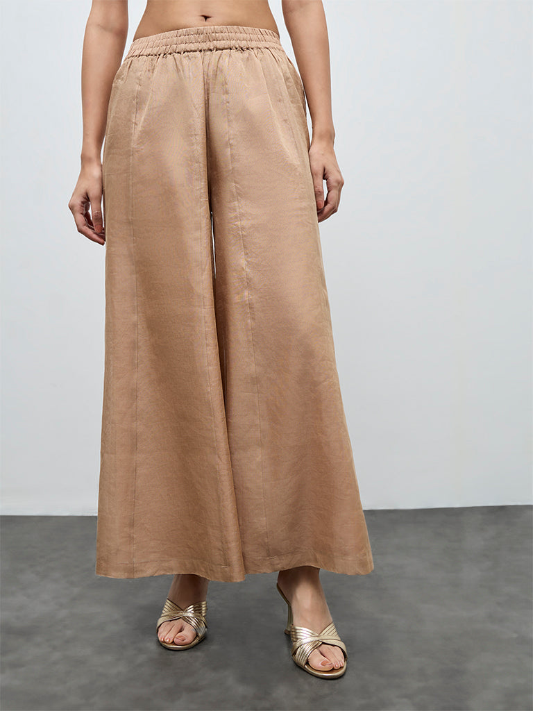 Zuba Dusty Pink Metallic Palazzos