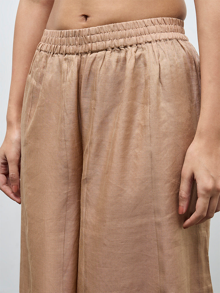 Zuba Dusty Pink Metallic Palazzos