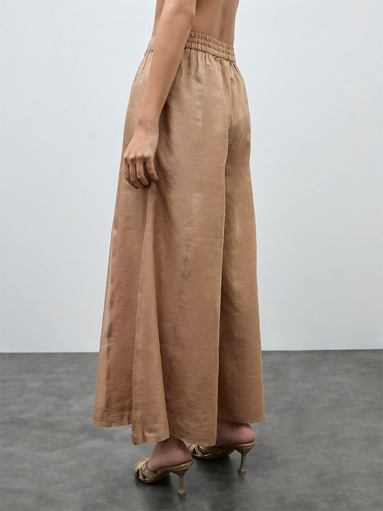 Zuba Dusty Pink Metallic Palazzos