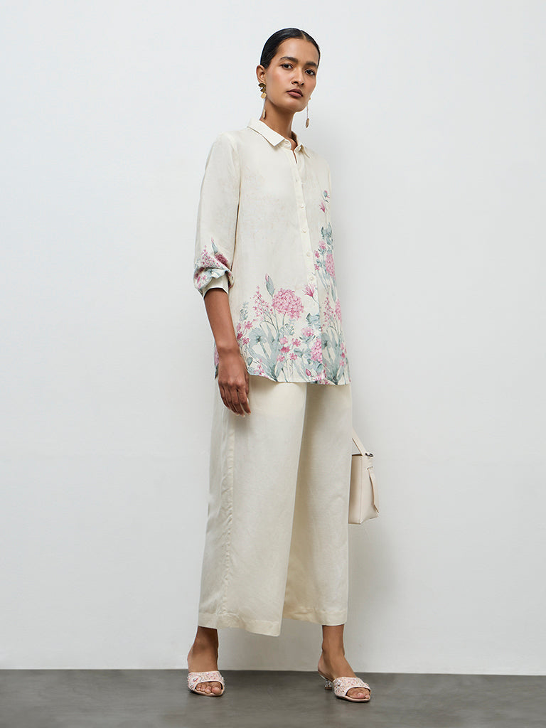 Zuba Off-White Floral Tunic