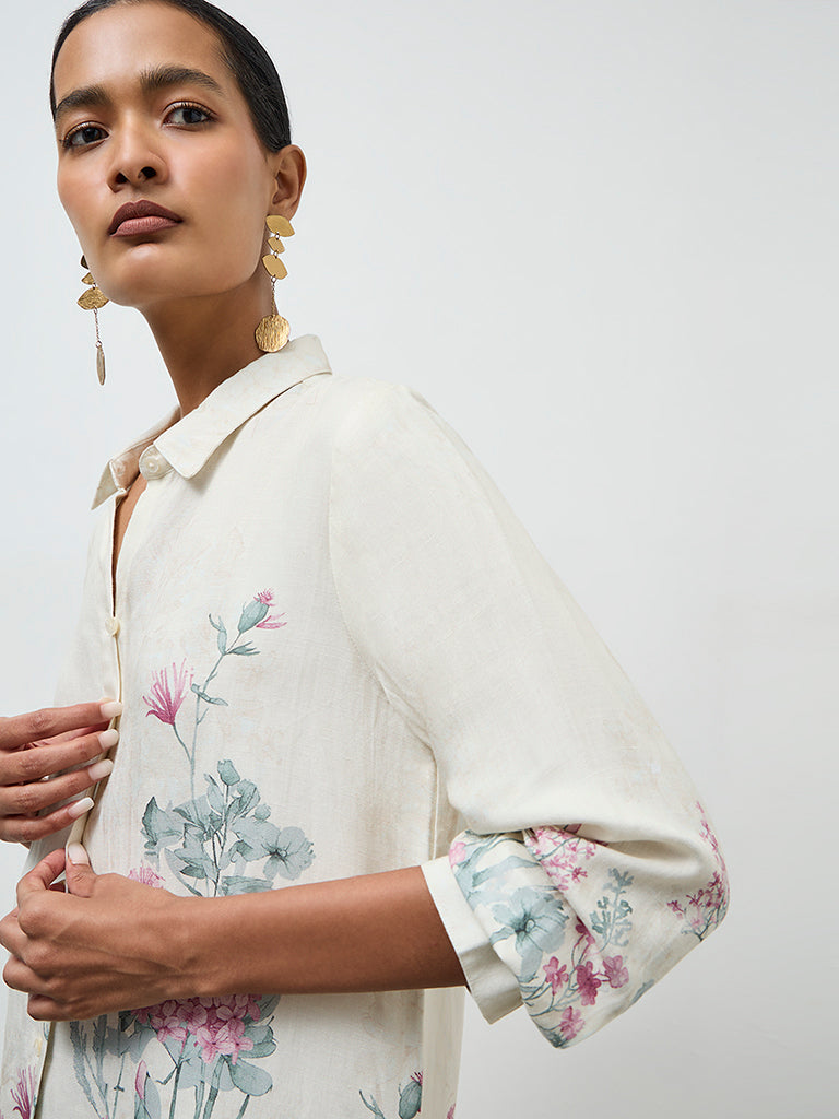 Zuba Off-White Floral Tunic