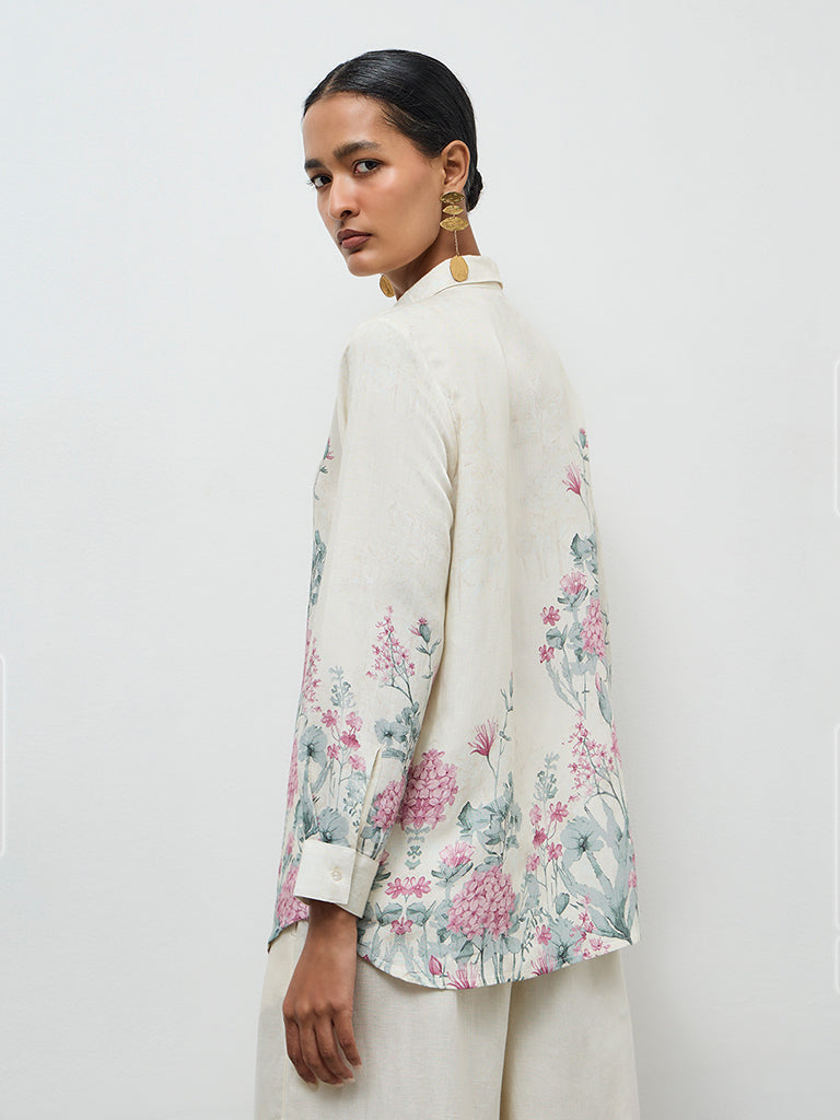 Zuba Off-White Floral Tunic