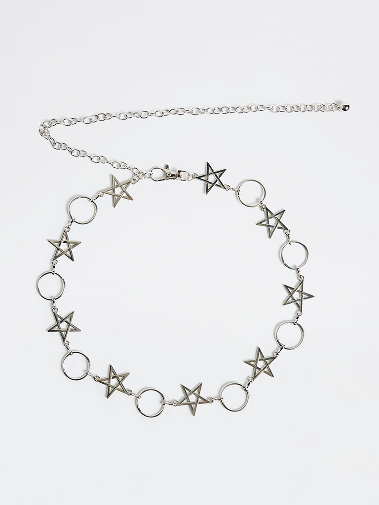 Westside Accessories Silver Star-Ring Metal Belt