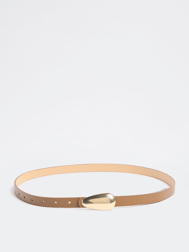 Westside Accessories Tan Droplet Buckle Belt
