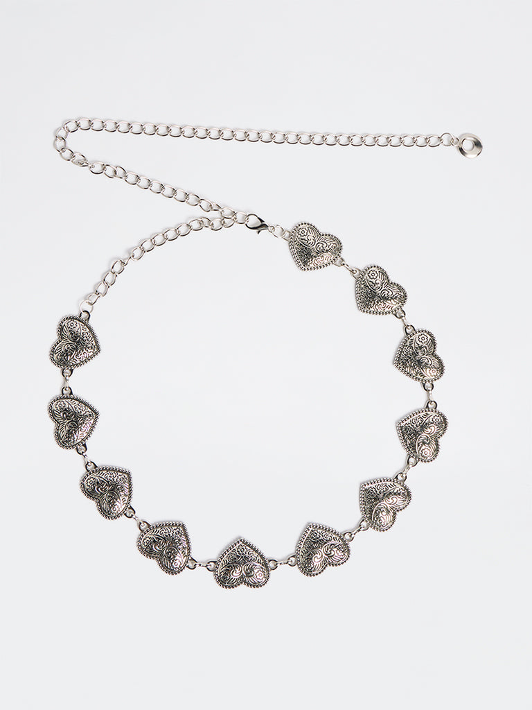 Westside Accessories Silver Heart Concho Metal Belt