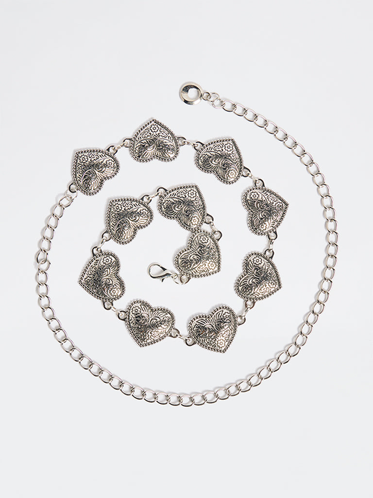 Westside Accessories Silver Heart Concho Metal Belt