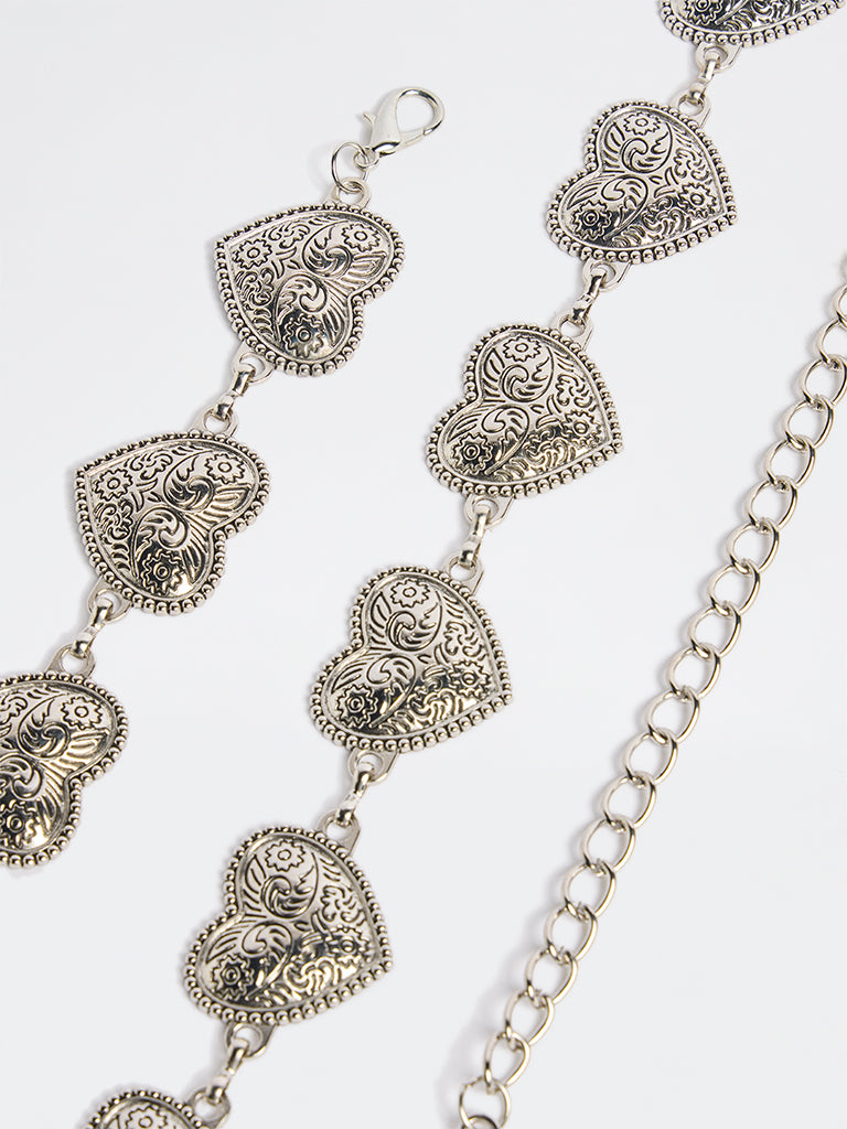 Westside Accessories Silver Heart Concho Metal Belt