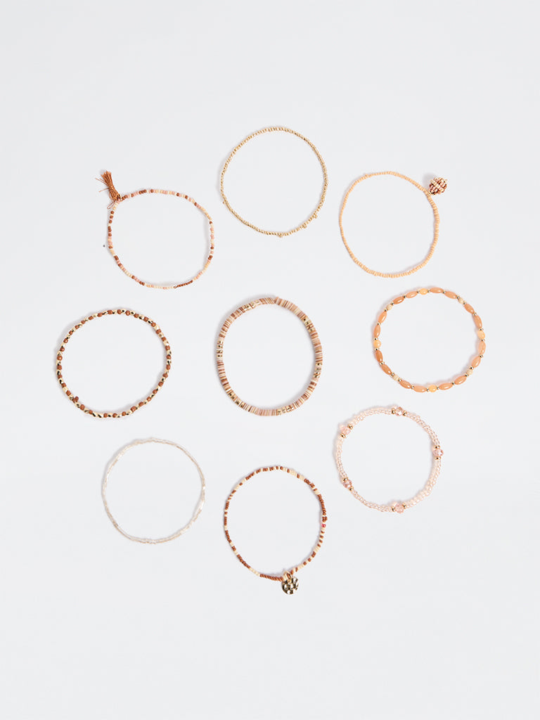 Westside Accessories Multicolour Beaded Bracelets - Pack of 9