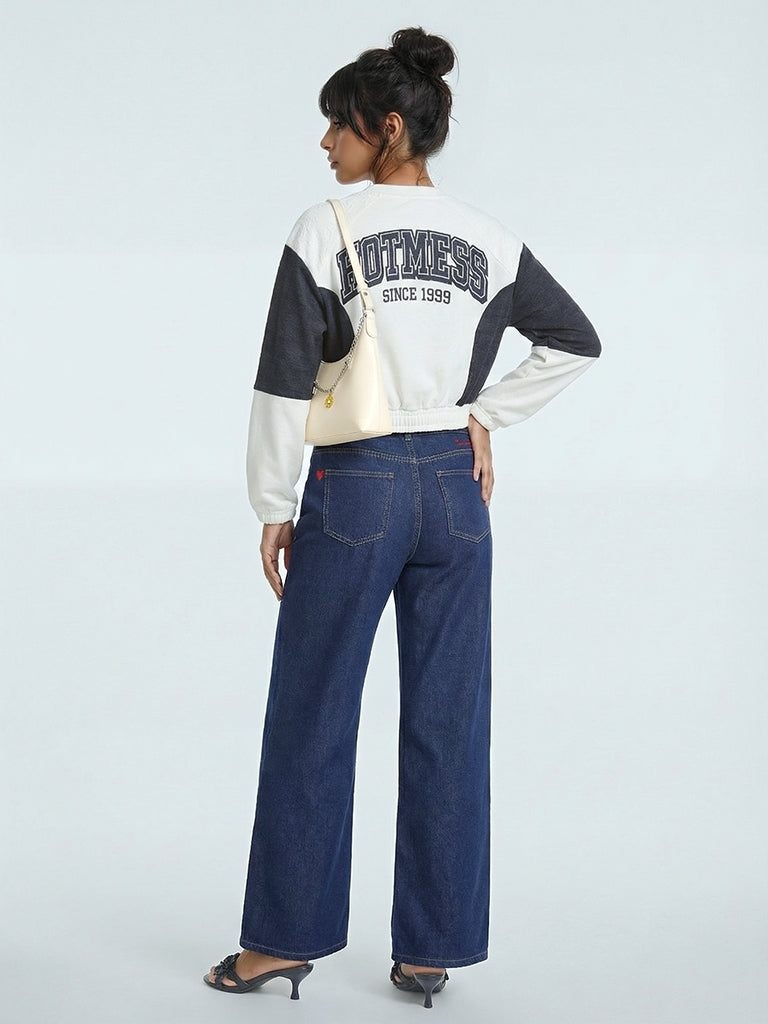 Nuon Dark Blue High-Rise Wide Leg Jeans
